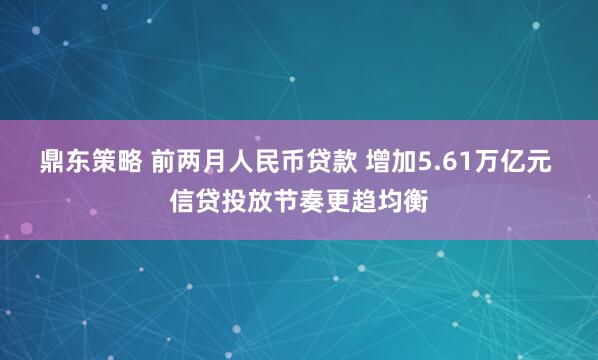 鼎东策略 前两月人民币贷款 增加5.61万亿元 信贷投放节奏更趋均衡