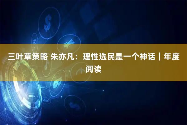 三叶草策略 朱亦凡：理性选民是一个神话｜年度阅读