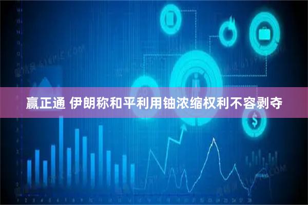 赢正通 伊朗称和平利用铀浓缩权利不容剥夺