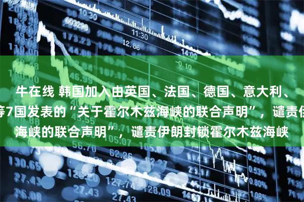 牛在线 韩国加入由英国、法国、德国、意大利、日本、荷兰、加拿大等7国发表的“关于霍尔木兹海峡的联合声明”，谴责伊朗封锁霍尔木兹海峡