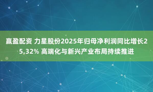 赢盈配资 力星股份2025年归母净利润同比增长25.32% 高端化与新兴产业布局持续推进