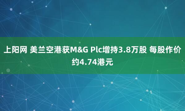 上阳网 美兰空港获M&G Plc增持3.8万股 每股作价约4.74港元