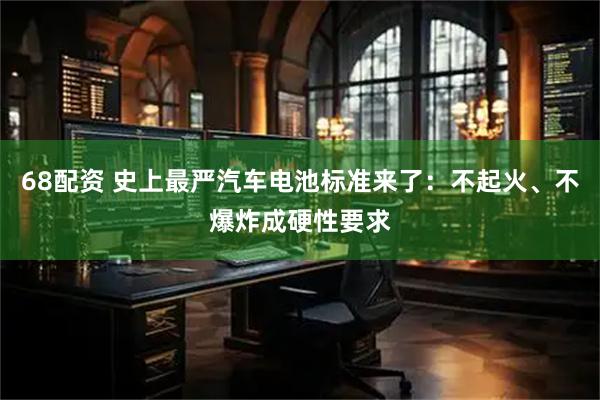 68配资 史上最严汽车电池标准来了：不起火、不爆炸成硬性要求