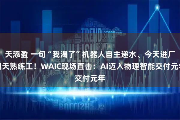 天添盈 一句“我渴了”机器人自主递水、今天进厂明天熟练工！WAIC现场直击：AI迈入物理智能交付元年