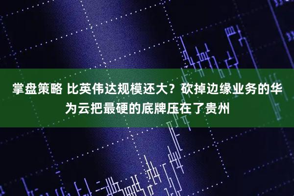 掌盘策略 比英伟达规模还大？砍掉边缘业务的华为云把最硬的底牌压在了贵州